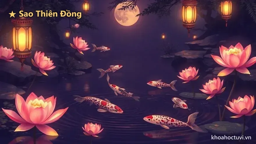 Người Thiên Đồng thủ Mệnh giỏi tìm niềm vui trong điều rất nhỏ — hồ sen cá cảnh đêm trăng