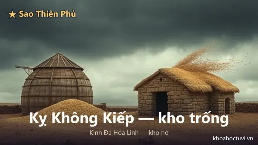Sao Thiên Phủ không sợ hãm địa, chỉ sợ Không Kiếp làm kho trống và Kình Đà Hỏa Linh làm kho hở