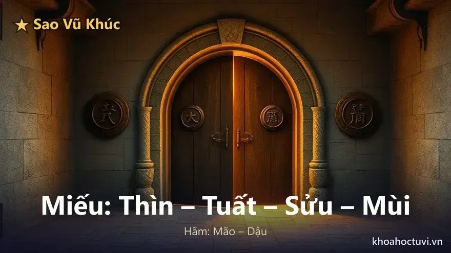 Sao Vũ Khúc miếu vượng tại tứ mộ Thìn – Tuất – Sửu – Mùi (đất phát của tài tinh) và hãm tại Mão – Dậu