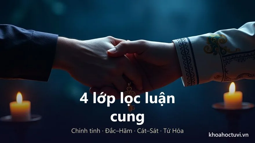 Bàn tay trao chìa khóa và cái bắt tay dưới ánh nến — bốn yếu tố luận cung Nô Bộc: chính tinh, đắc hãm, cát sát và Tứ Hóa