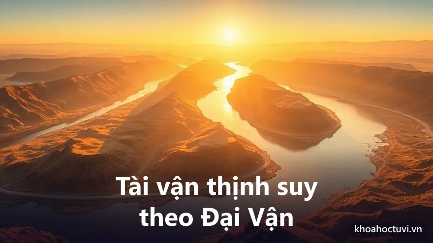 Tài vận thịnh suy theo Đại Vận — dòng sông tiền tài lên xuống qua các giai đoạn mười năm trong lá số Tử Vi
