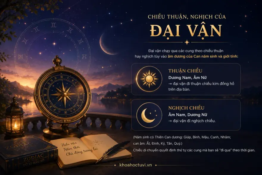 Chiều thuận nghịch của đại vận tử vi theo âm dương nam nữ