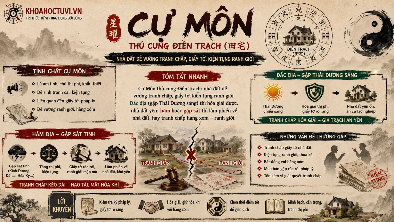Sao Cự Môn thủ cung Điền Trạch — luận giải Tử Vi Đẩu Số