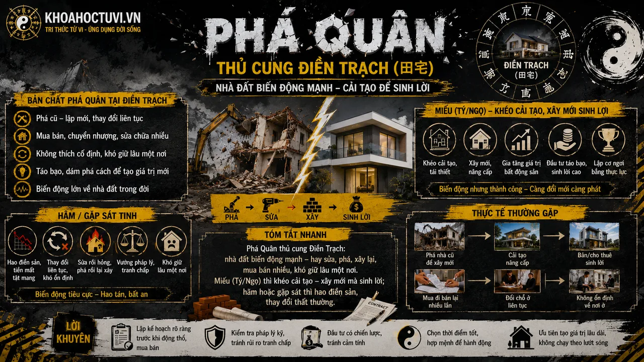 Sao Phá Quân thủ cung Điền Trạch — luận giải Tử Vi Đẩu Số