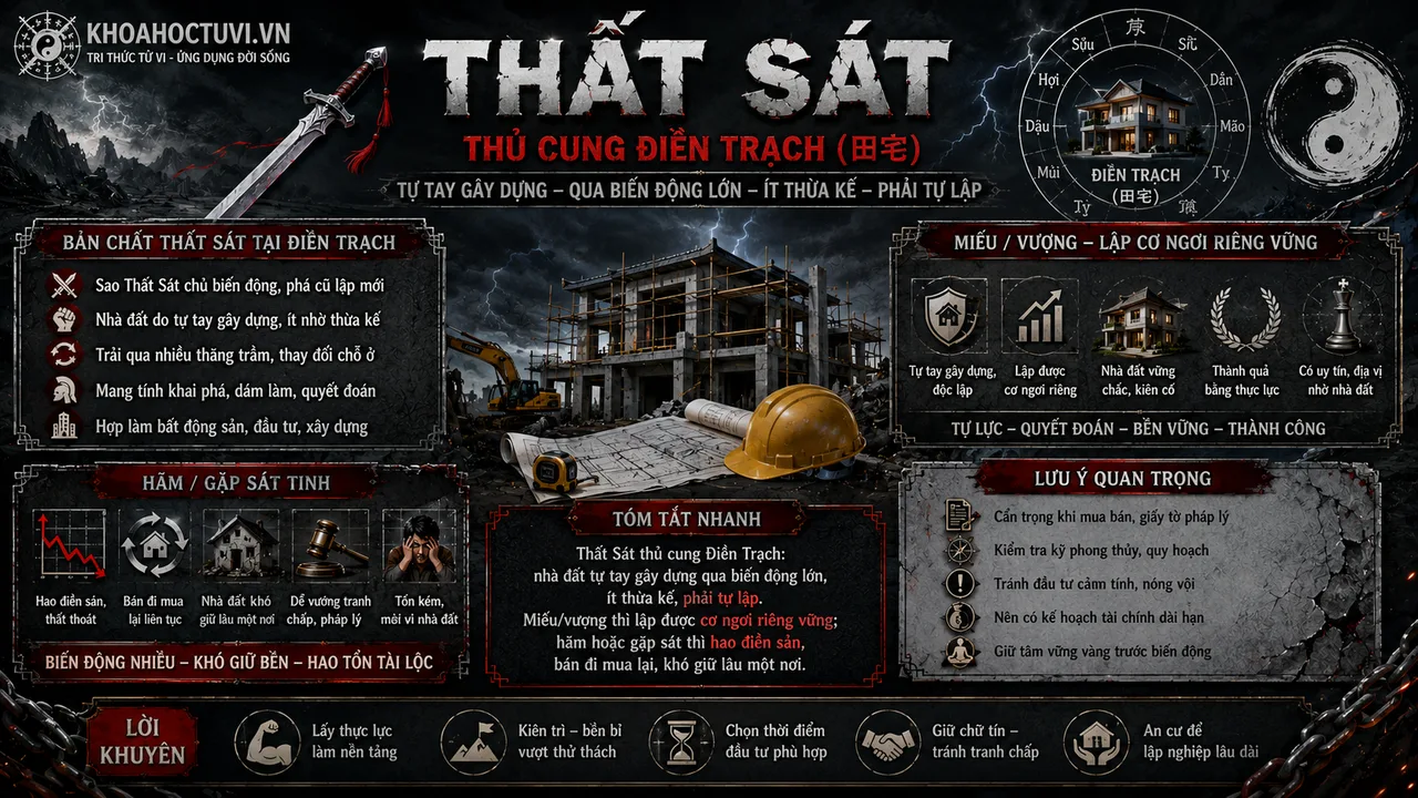 Sao Thất Sát thủ cung Điền Trạch — luận giải Tử Vi Đẩu Số