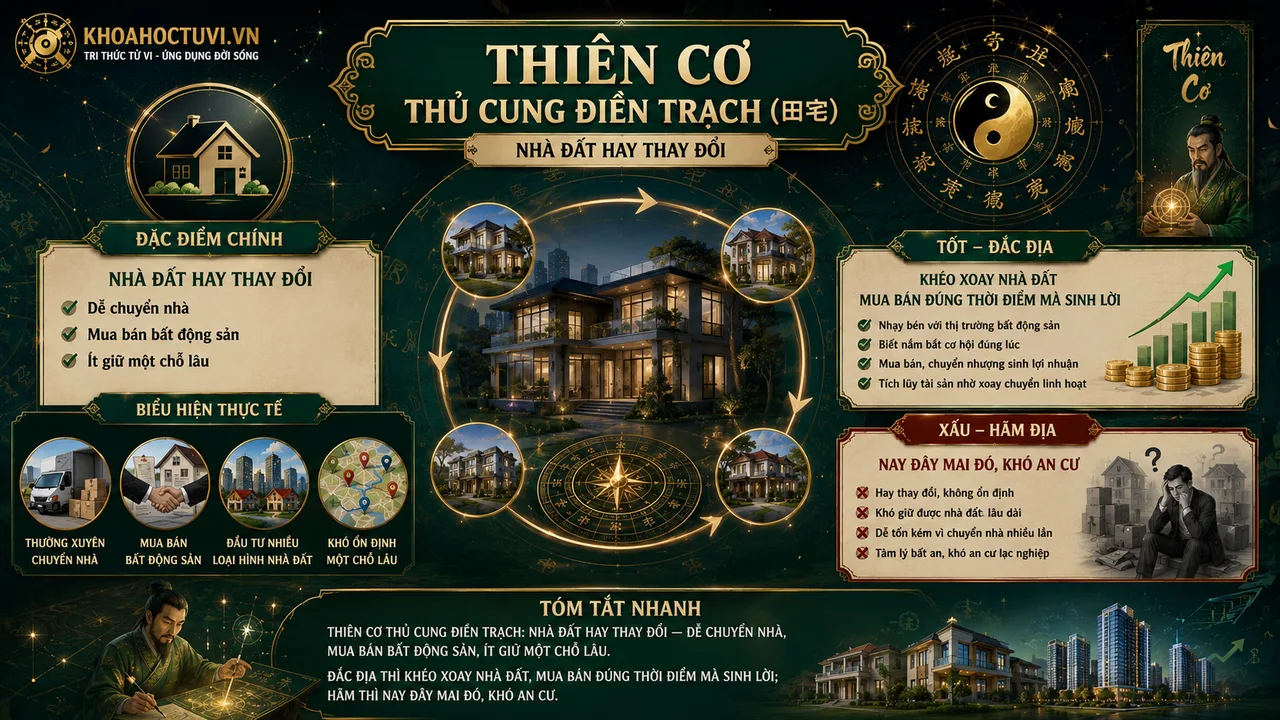 Sao Thiên Cơ thủ cung Điền Trạch — luận giải Tử Vi Đẩu Số