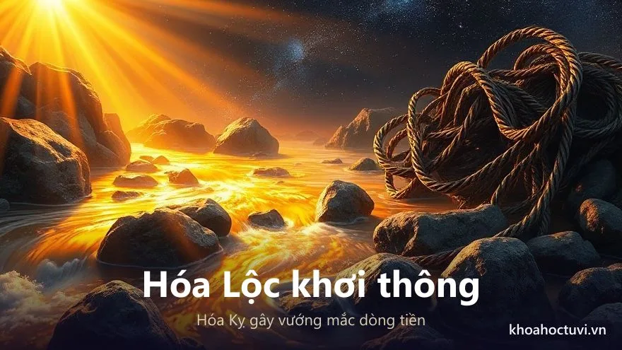 Sơ đồ dòng chảy tài lộc: một bên vàng khơi thông, một bên nút thắt tối gây vướng mắc