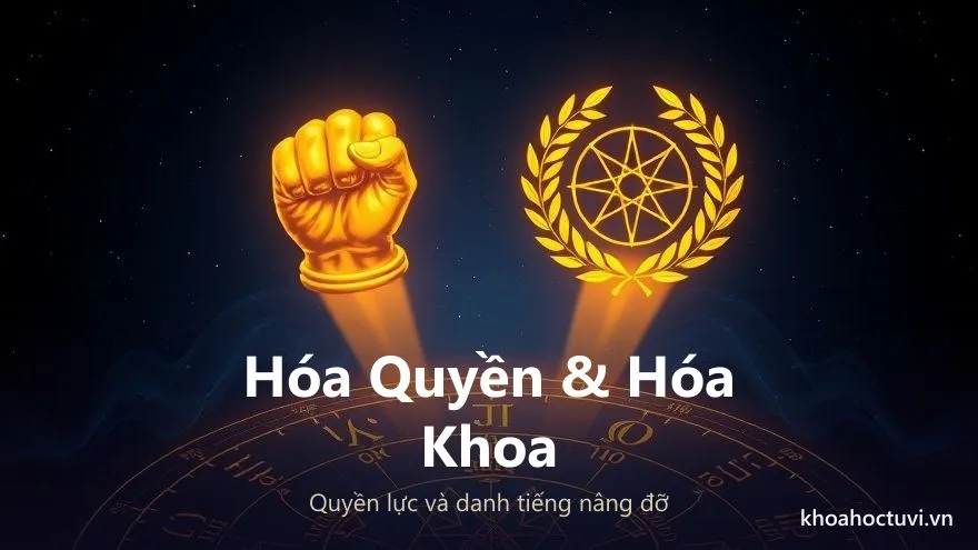Sơ đồ Hóa Quyền và Hóa Khoa nâng đỡ đường thăng tiến sự nghiệp trong lá số tử vi