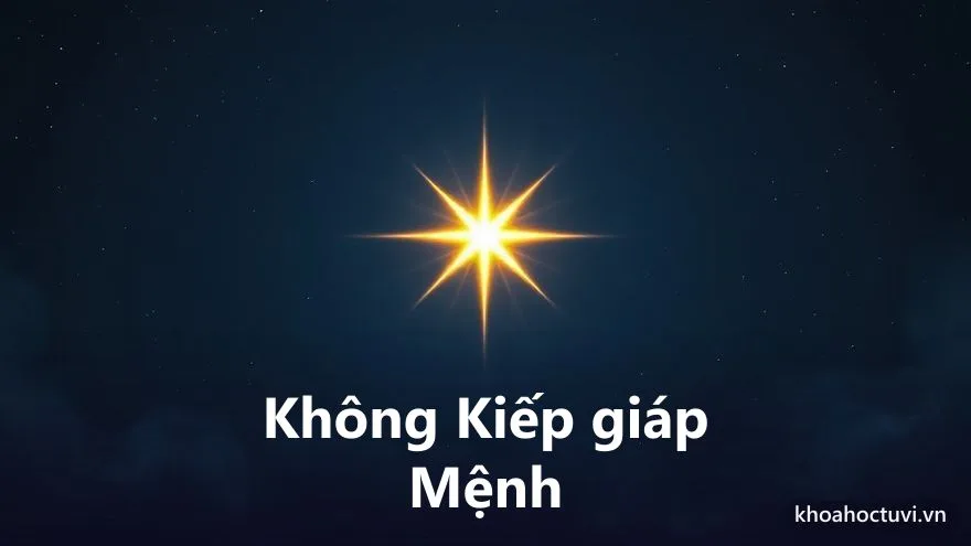 Hai vệt sáng mờ kẹp hai bên một ngôi sao trung tâm trên nền trời đêm, biểu tượng cho thế Không Kiếp giáp Mệnh