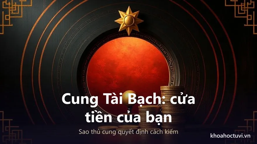Cung Tài Bạch trên lá số Tử Vi với các sao chủ tài lộc, minh họa việc mở cung tài lộc bằng hiểu biết
