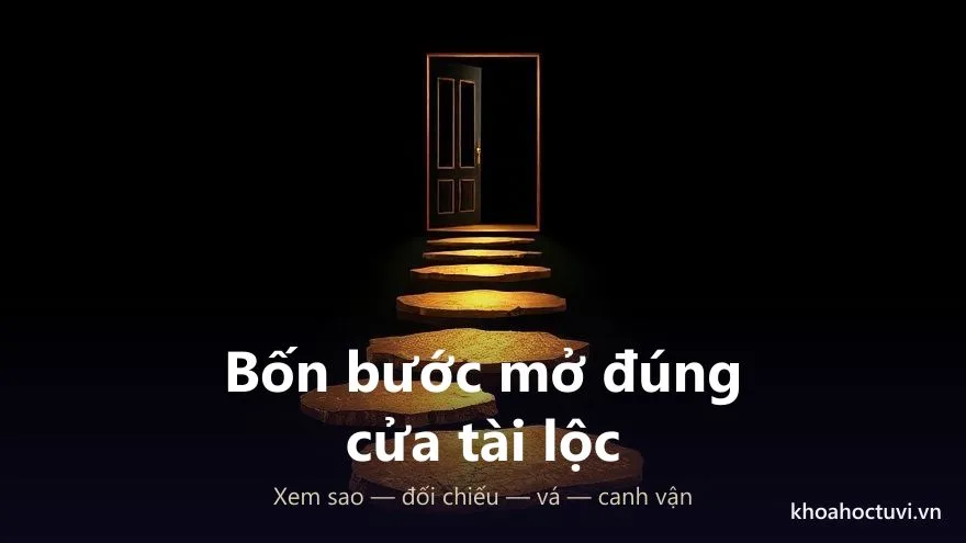Quy trình bốn bước mở cung tài lộc theo lá số: xem sao thủ Tài Bạch, đối chiếu việc đang làm, vá lỗ hổng và canh Đại Vận