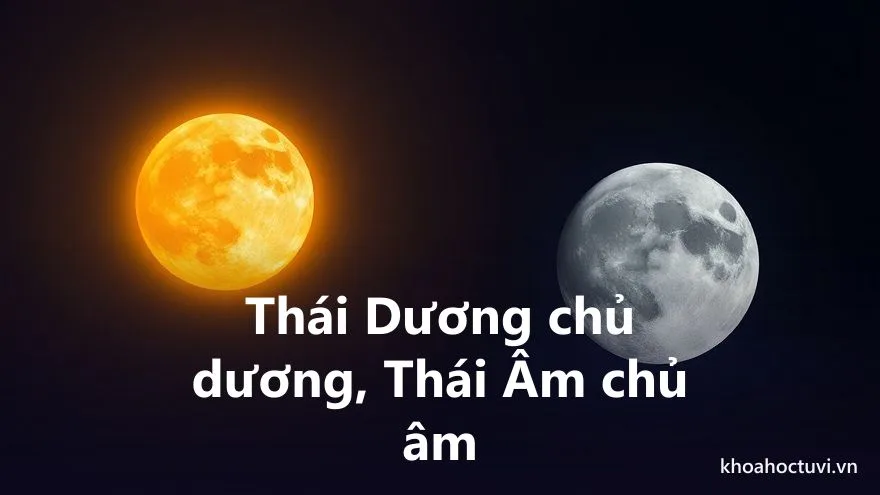 Thái Dương và Thái Âm trong cách nhật nguyệt tịnh minh: mặt trời vàng chủ dương và mặt trăng bạc chủ âm