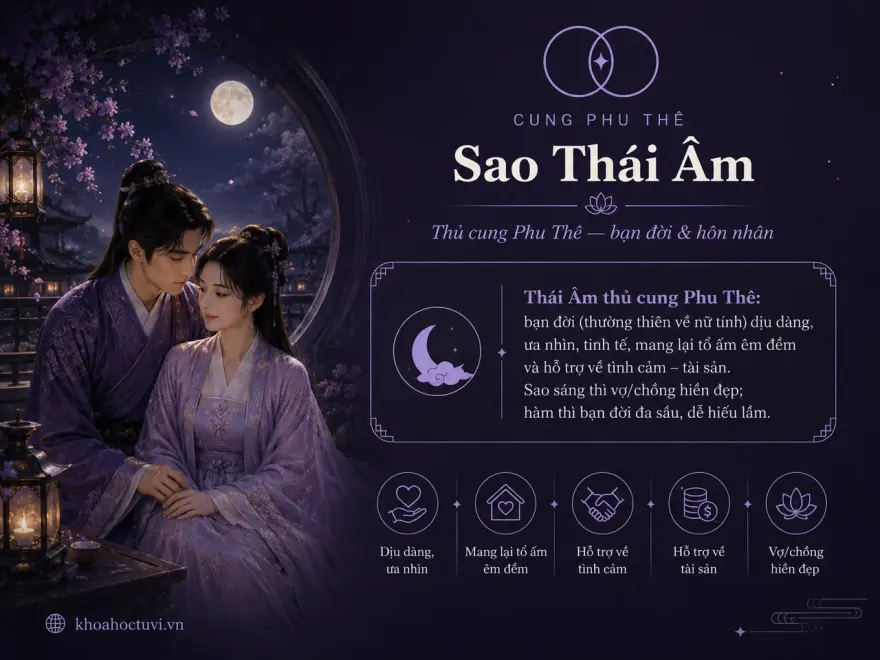 Sao Thái Âm thủ cung Phu Thê — luận giải hôn nhân, bạn đời