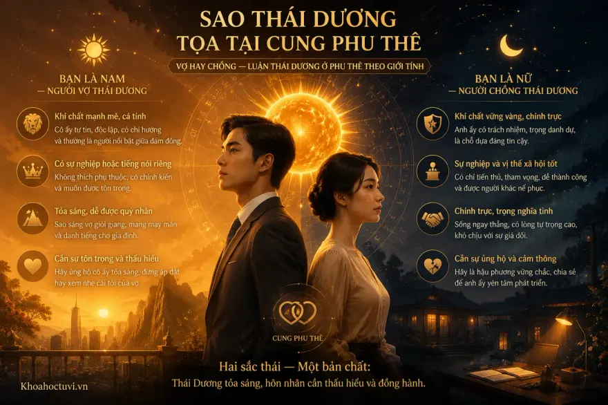 Sắc thái hôn nhân khi Thái Dương thủ cung Phu Thê