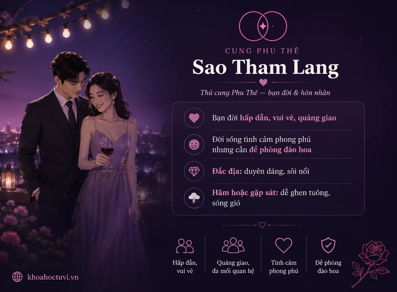 Sao Tham Lang thủ cung Phu Thê — luận giải hôn nhân, bạn đời