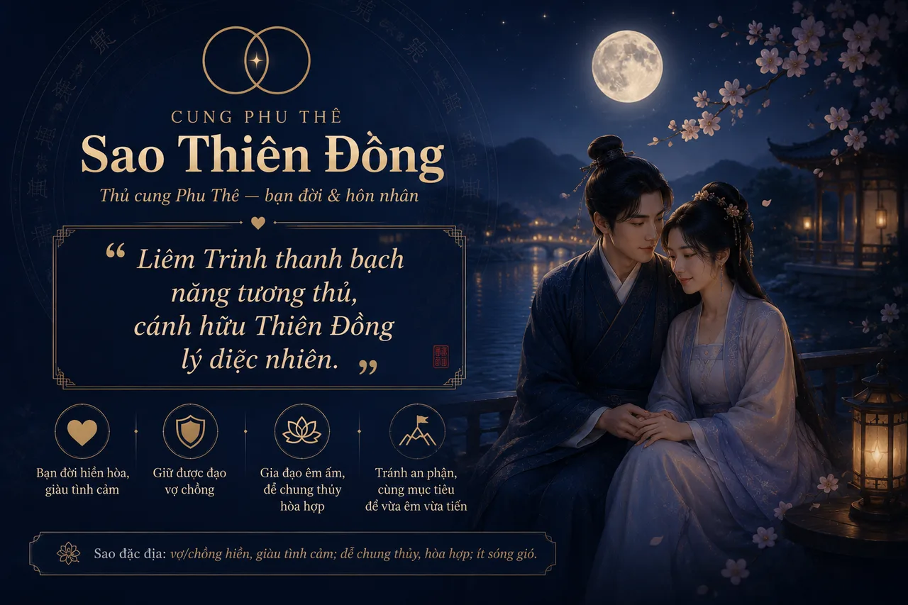 Sắc thái hôn nhân khi Thiên Đồng thủ cung Phu Thê