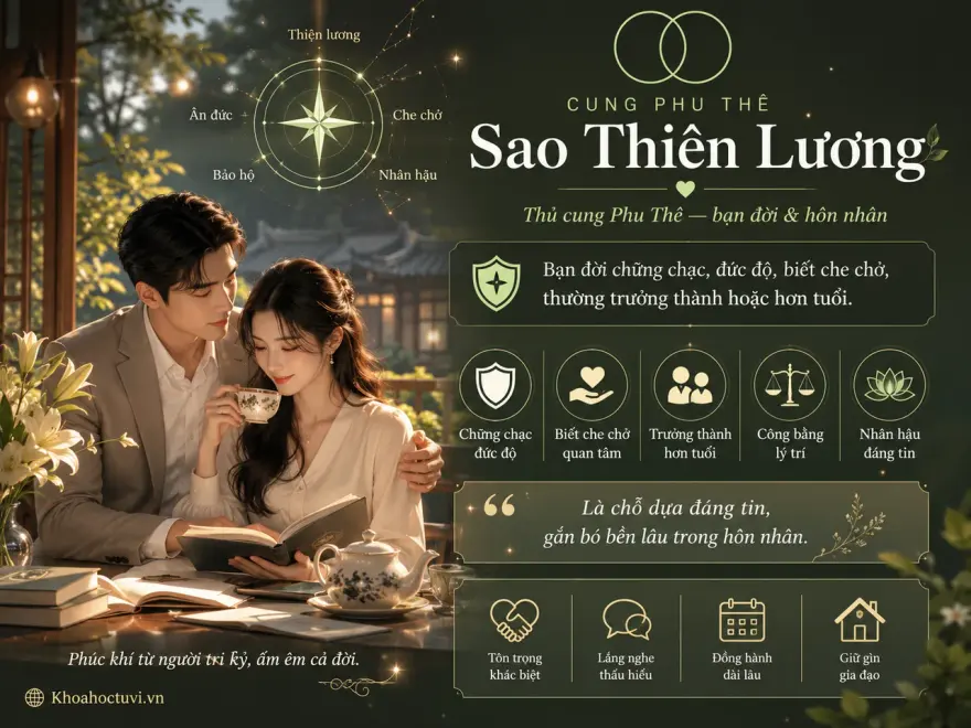 Sao Thiên Lương thủ cung Phu Thê — luận giải hôn nhân, bạn đời