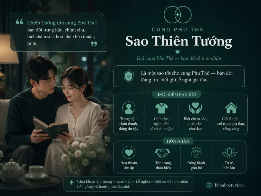 Sao Thiên Tướng thủ cung Phu Thê — luận giải hôn nhân, bạn đời