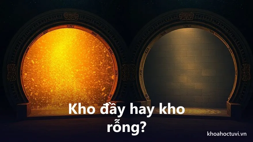 Kho đầy hay kho rỗng: một kho tràn ánh sáng vàng bên kho tối rỗng, minh họa Thiên Phủ có Lộc hay không