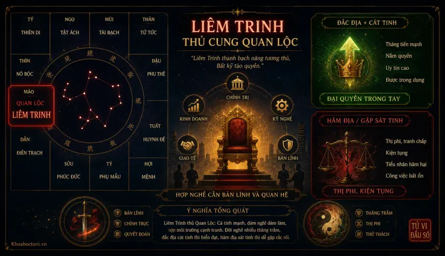 Sao Liêm Trinh thủ cung Quan Lộc — luận giải Tử Vi Đẩu Số