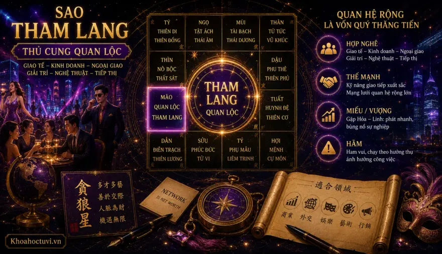 Sao Tham Lang thủ cung Quan Lộc — luận giải Tử Vi Đẩu Số