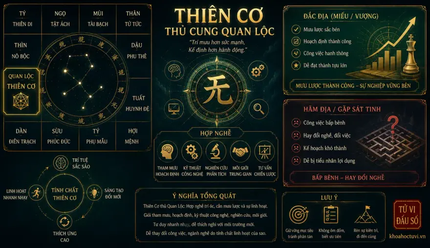 Sao Thiên Cơ thủ cung Quan Lộc — luận giải Tử Vi Đẩu Số
