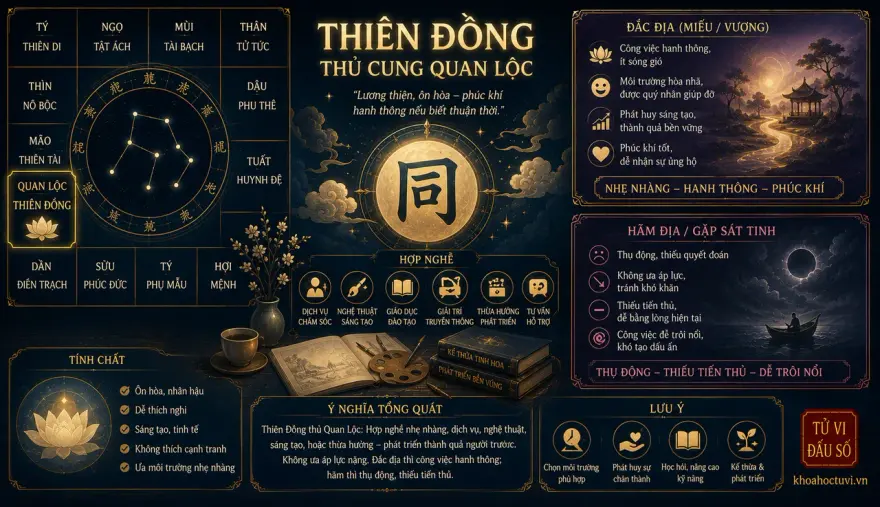 Sao Thiên Đồng thủ cung Quan Lộc — luận giải Tử Vi Đẩu Số