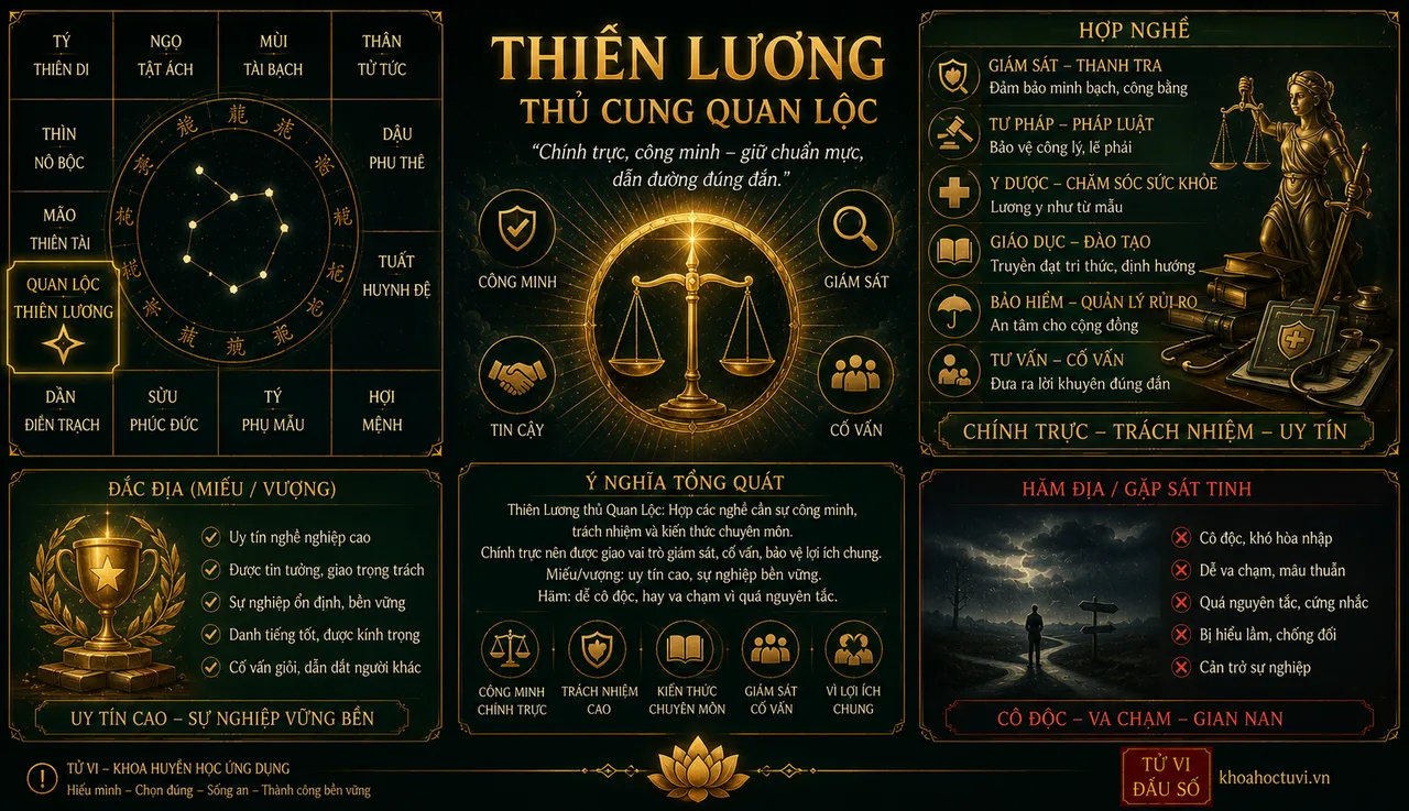Sao Thiên Lương thủ cung Quan Lộc — luận giải Tử Vi Đẩu Số