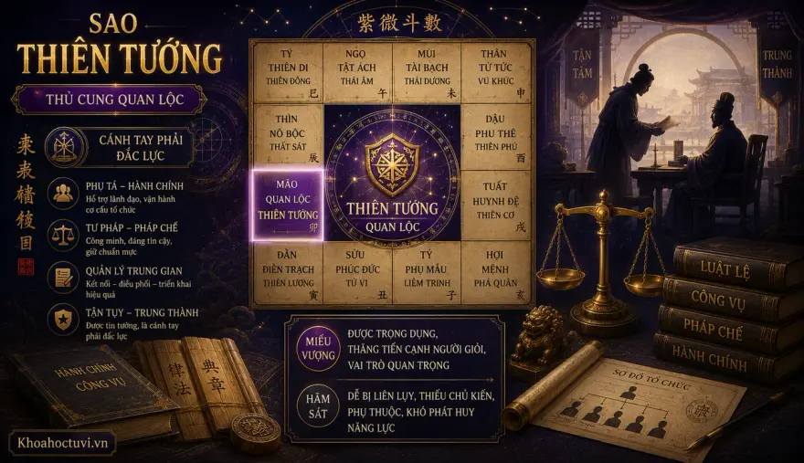 Sao Thiên Tướng thủ cung Quan Lộc — luận giải Tử Vi Đẩu Số