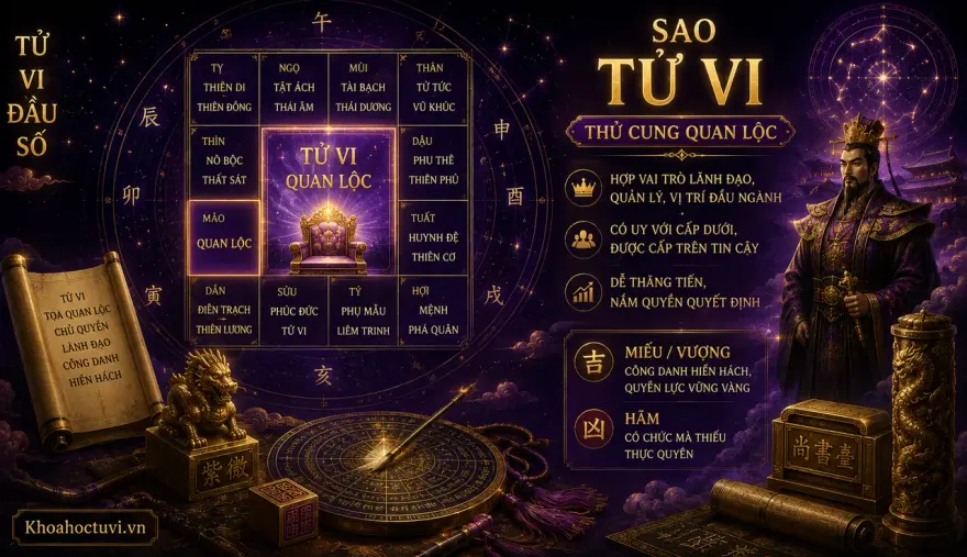 Sao Tử Vi thủ cung Quan Lộc — luận giải Tử Vi Đẩu Số