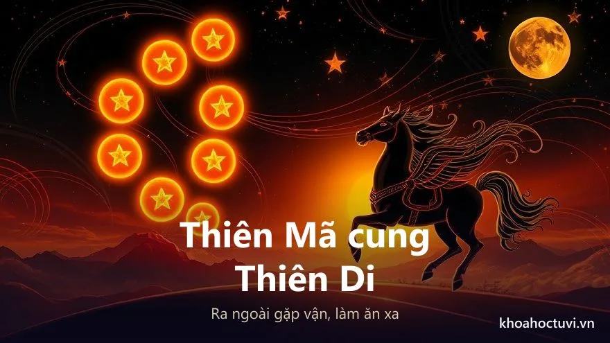 Sao Thiên Mã đóng ở cung Thiên Di báo hiệu ra ngoài gặp vận, làm ăn xa thuận lợi