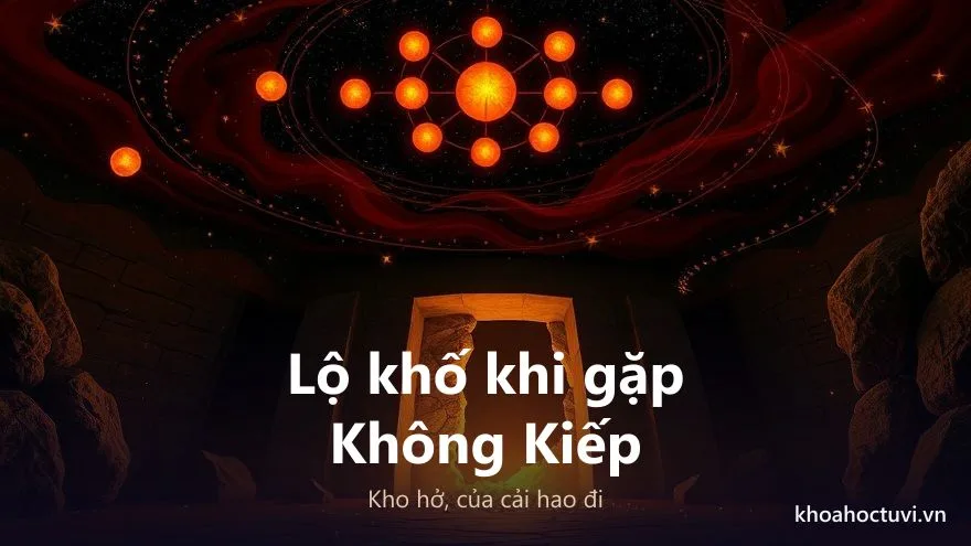 Thế Thiên Phủ lộ khố khi gặp Không Kiếp qua hình kho tài bị khe nứt để của cải hao đi