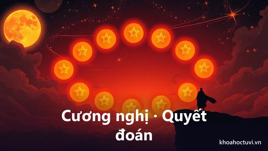 Người Vũ Khúc cung Mệnh cương nghị, quyết đoán qua hình người đứng vững trước gió giữ chặt ý chí