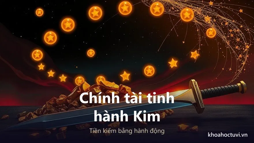 Sao Vũ Khúc thủ Mệnh — chính tài tinh hành Kim qua hình thanh kiếm và thỏi vàng nóng chảy