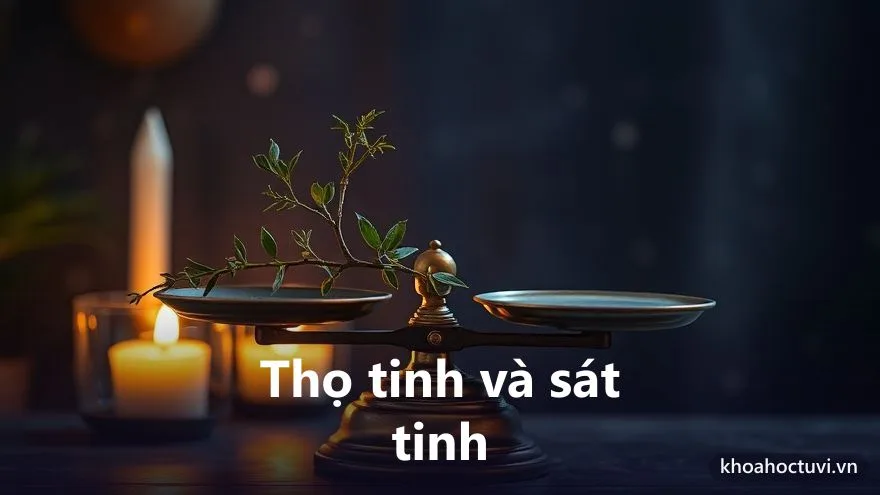 Cân đĩa cổ một bên đặt cành thảo dược một bên đặt lưỡi kim khí, dưới ánh nến vàng
