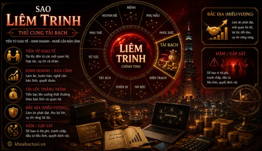 Sao Liêm Trinh thủ cung Tài Bạch — luận giải Tử Vi Đẩu Số