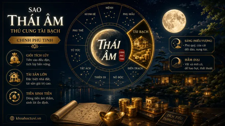 Sao Thái Âm thủ cung Tài Bạch — luận giải Tử Vi Đẩu Số