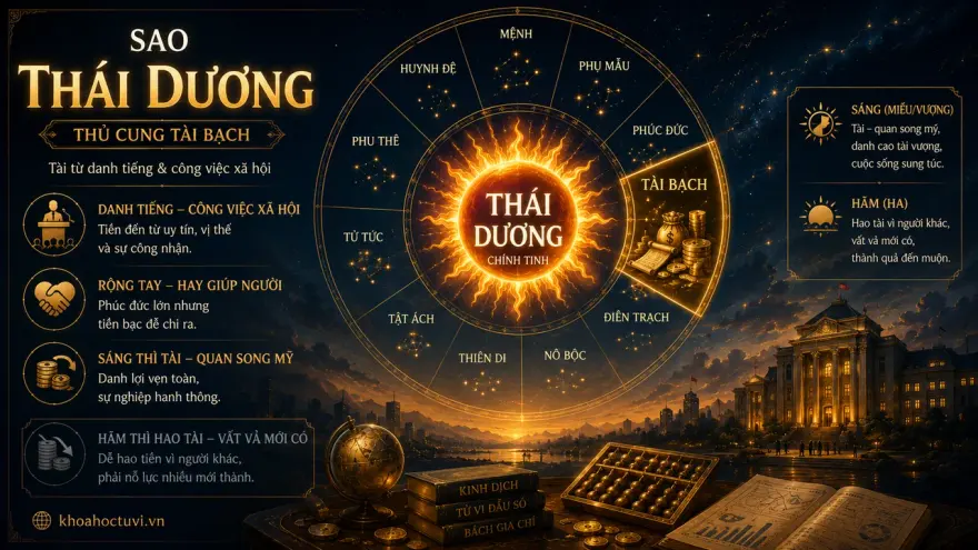 Sao Thái Dương thủ cung Tài Bạch — luận giải Tử Vi Đẩu Số