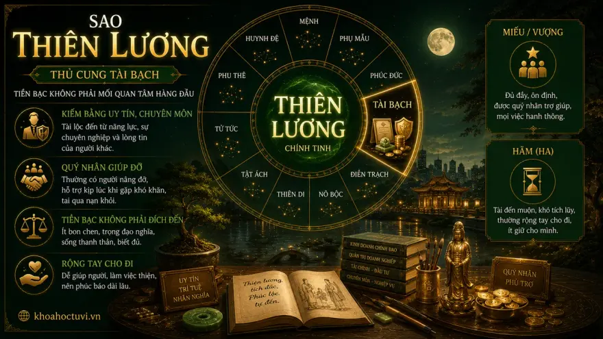 Sao Thiên Lương thủ cung Tài Bạch — luận giải Tử Vi Đẩu Số