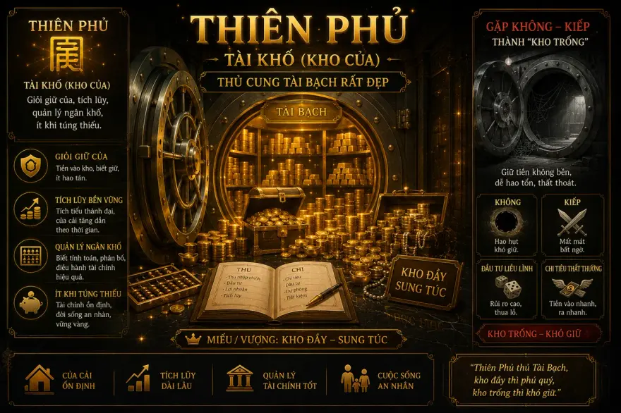 Sao Thiên Phủ thủ cung Tài Bạch — luận giải Tử Vi Đẩu Số