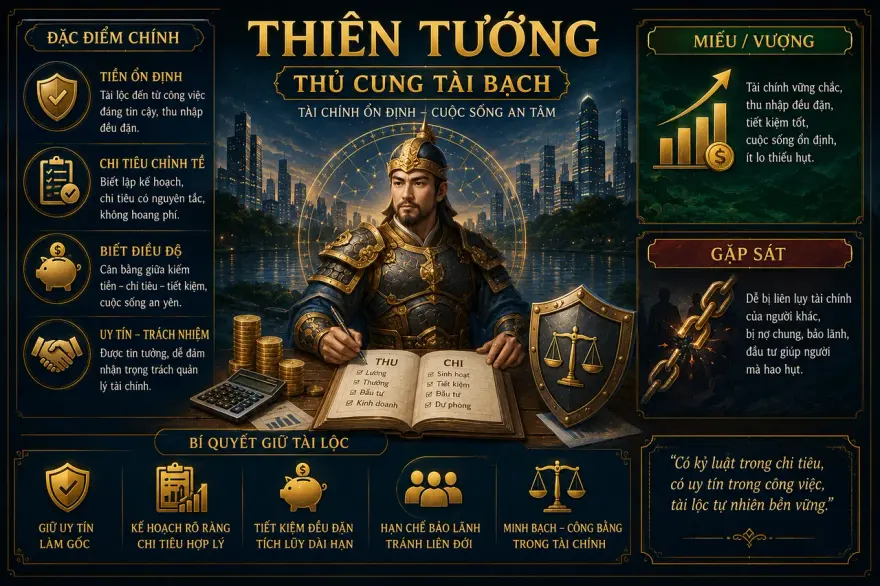 Sao Thiên Tướng thủ cung Tài Bạch — luận giải Tử Vi Đẩu Số