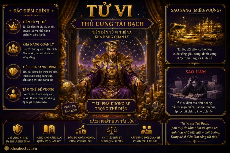 Sao Tử Vi thủ cung Tài Bạch — luận giải Tử Vi Đẩu Số