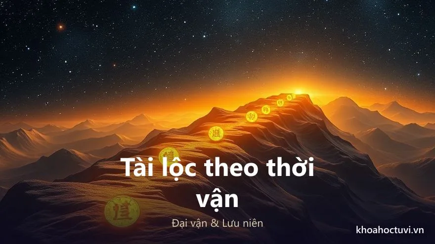 Đường núi với những đồng tiền vàng dẫn lên đỉnh bình minh – nhịp vận tài theo đại vận, lưu niên