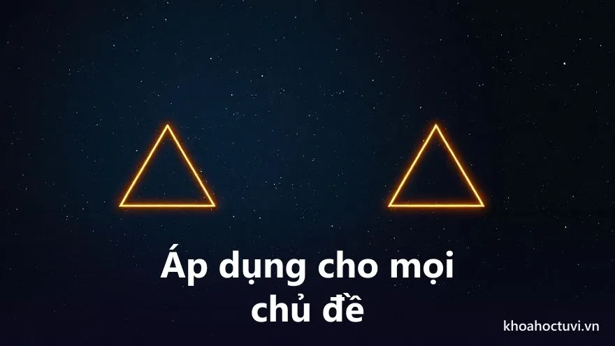 Ba chòm sao tam giác khác nhau phát sáng trên nền trời đêm, mỗi chòm ứng một chủ đề luận giải