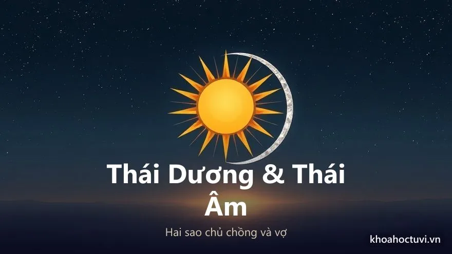 Minh họa Thái Âm Thái Dương tượng trưng vợ chồng trong tử vi với mặt trời và mặt trăng