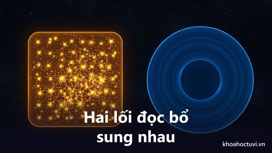 Hai bàn tay lật hai trang sách khác nhau dưới ánh nến, một trang là bảng sao vuông, một trang là vòng tròn hành tinh — hai lối đọc của tử vi và chiêm tinh cùng soi một con người