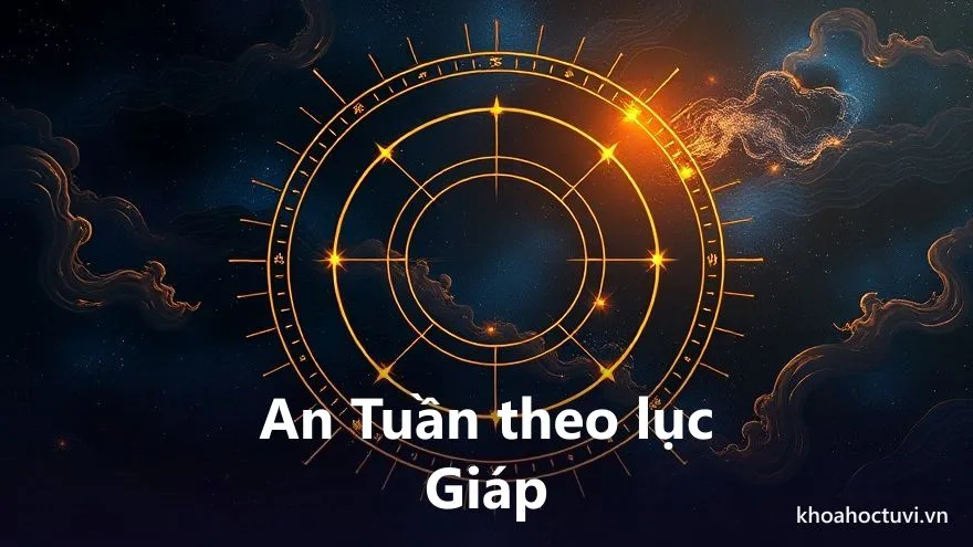 Vòng sáu mươi cặp can chi chia thành sáu giáp, minh họa cách xác định tuần sinh để an sao Tuần Không