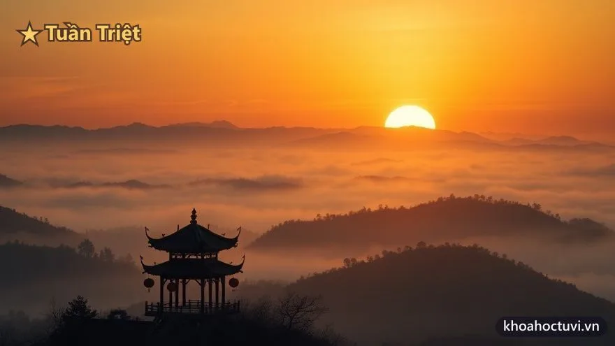 Bình minh xuyên qua màn sương, ẩn dụ Tuần Triệt làm chậm chứ không dập tắt vận trình