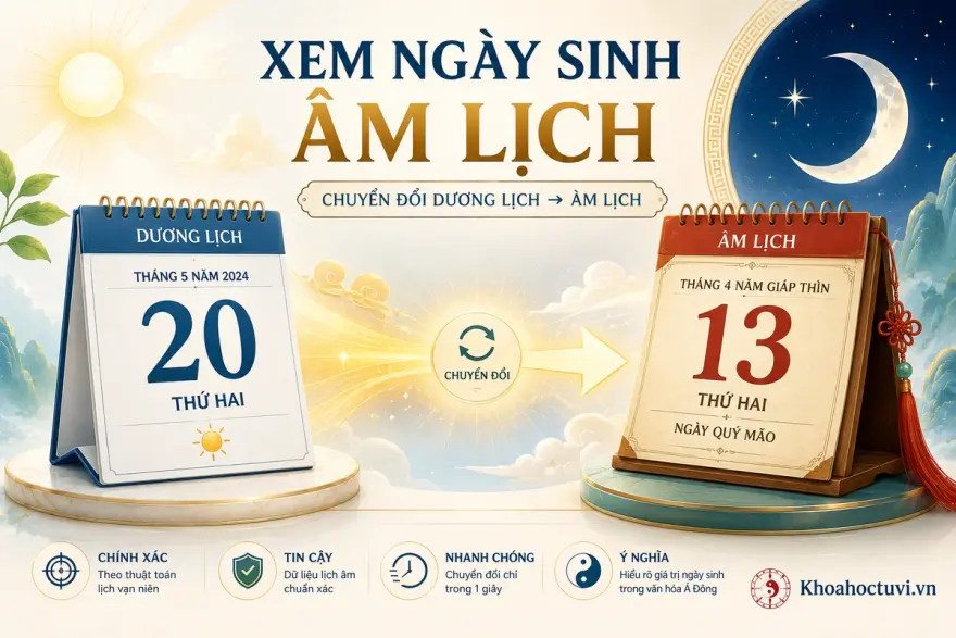 Bảng ví dụ đổi ngày sinh dương sang âm lịch và con giáp