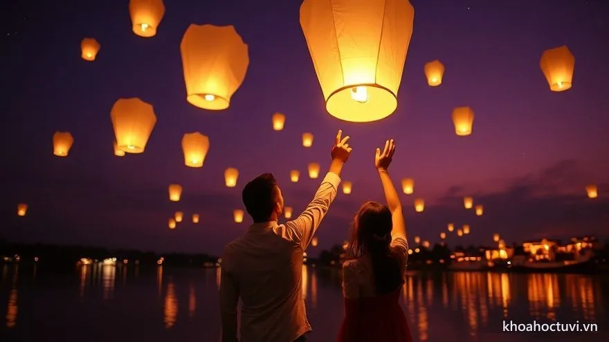 Vợ chồng lệch tuổi thả đèn cầu an — hóa giải khi tuổi Thìn cưới người xung tuổi